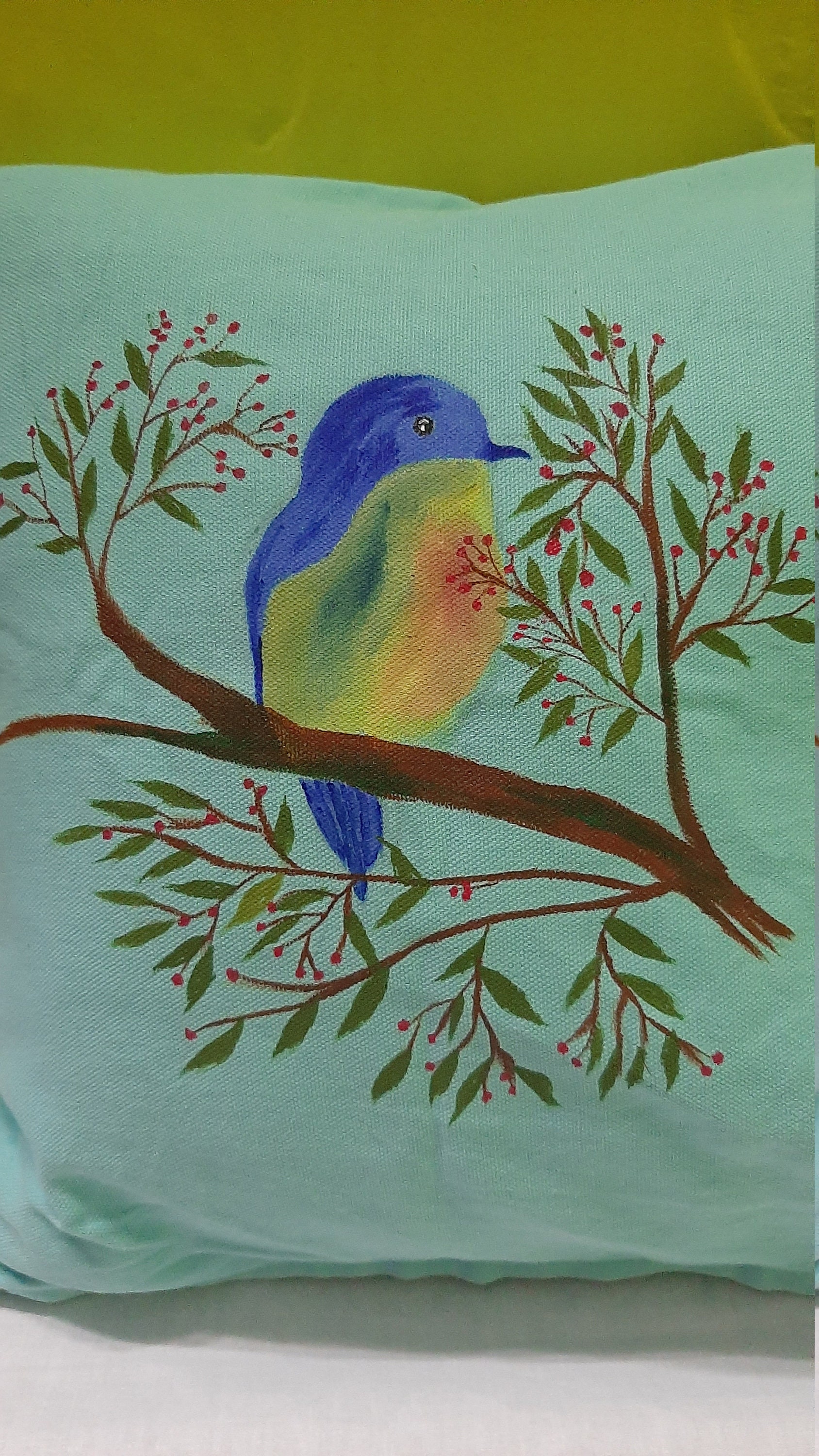 Handmade fabric paint cushion cover with zip on one side Etsy