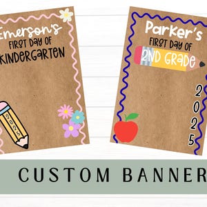 Back to School Banner – Custom Name First Day of School Sign – Classroom Door or Photo Prop – Teacher or Student Decor- School and Classroom