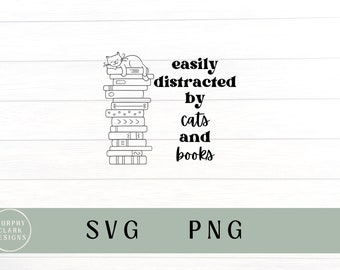 Leicht abgelenkt durch Bücher und Katzen svg, leicht abgelenkt durch Bücher und Katzen svg, Bücher svg, Katzen svg, Bücher und Katzen svg, Katze PNG