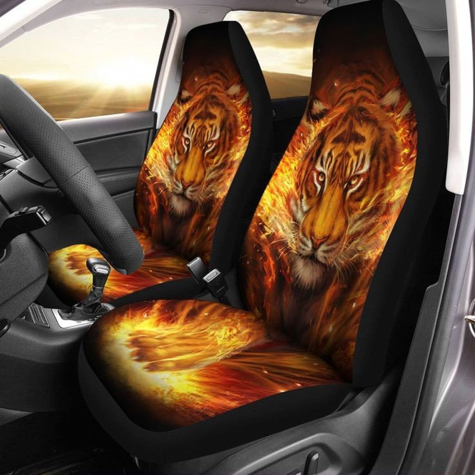 Beauty Fire Tiger Car Seat Covers Set Of 2 Car seats Car Etsy