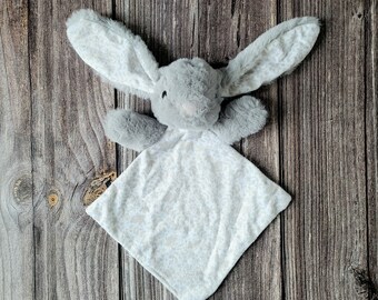 Baby Bunny Comforter, Personalised Grey Rabbit Soft Toy, Plush Bunny Comforter for Baby, Bunny Soft Toy for Baby, Grey Rabbit Comforter