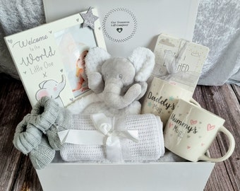 Elephant Theme Baby Gift Hamper,  Gender Neutral Baby Hamper, Baby Shower Gift Hamper, New Parent Gift Basket, Maternity Leave Gift Hamper