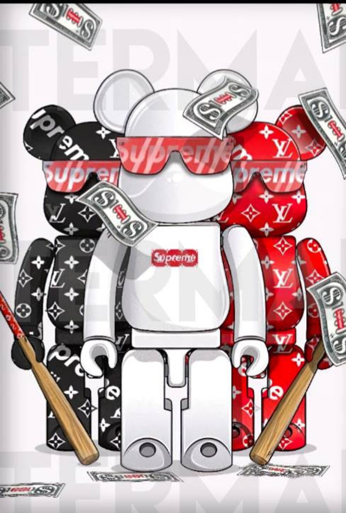 Hypebeast Wall Art Teddy Bear Designer Print Wall Art Etsy