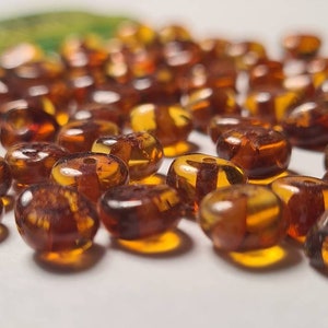 Baltic Amber Beads / Amber Beads / Amber Beads / With Drilled Hole / Jewelry making / Genuine Amber Beads /  Flat Cognac 70-560pcs