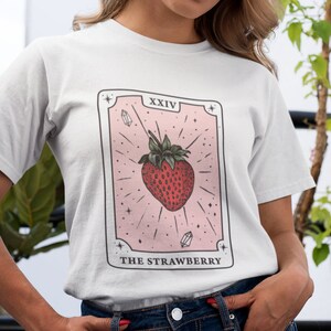 Fraise chemise tarot chemise tarot tissu tarot chemises femmes tarot carte chemise fraise esthétique fraise vêtements fraise tshirt