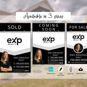 Real Estate Yard Signs, EXP Realty Sign, Yard Sign Design,  Real Estate Sign, Digital Template, Canva Template, Editable Yard Sign Template