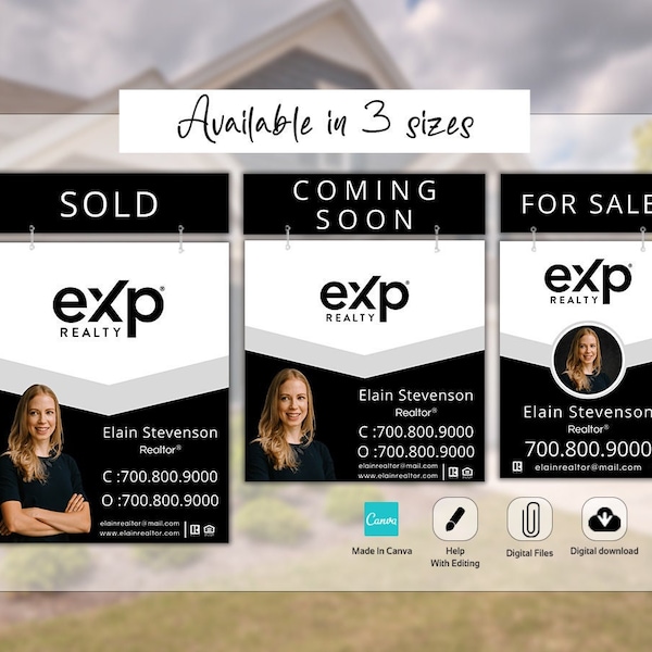 Onroerend goed tuin tekenen, EXP Realty teken, tuin teken ontwerp, onroerend goed teken, digitale sjabloon, Canva sjabloon, bewerkbare tuin teken sjabloon