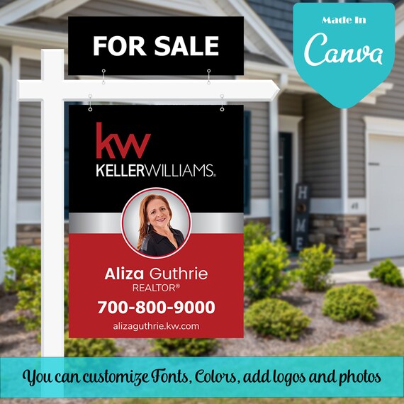 Keller Williams for Sale Sign Canva Template Yard Sign Etsy