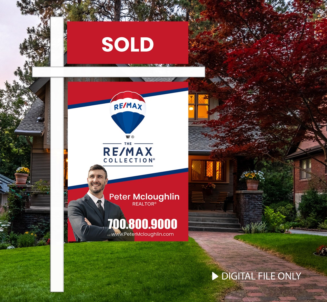 Re/Max Yard Sign Design With 4 Riders For Sale For Lease Etsy