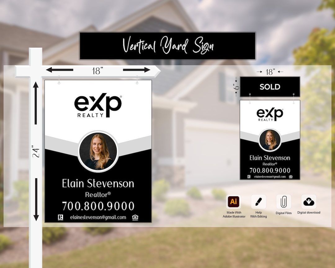 Real Estate Yard Sign, Yard Sign Template, Digital Template, for Sale