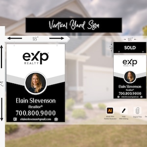 Real Estate Yard Sign, Yard Sign Template, Digital Template, For Sale Sign, EXP Realty Sign, Printable Yard Sign, Including Custom Riders