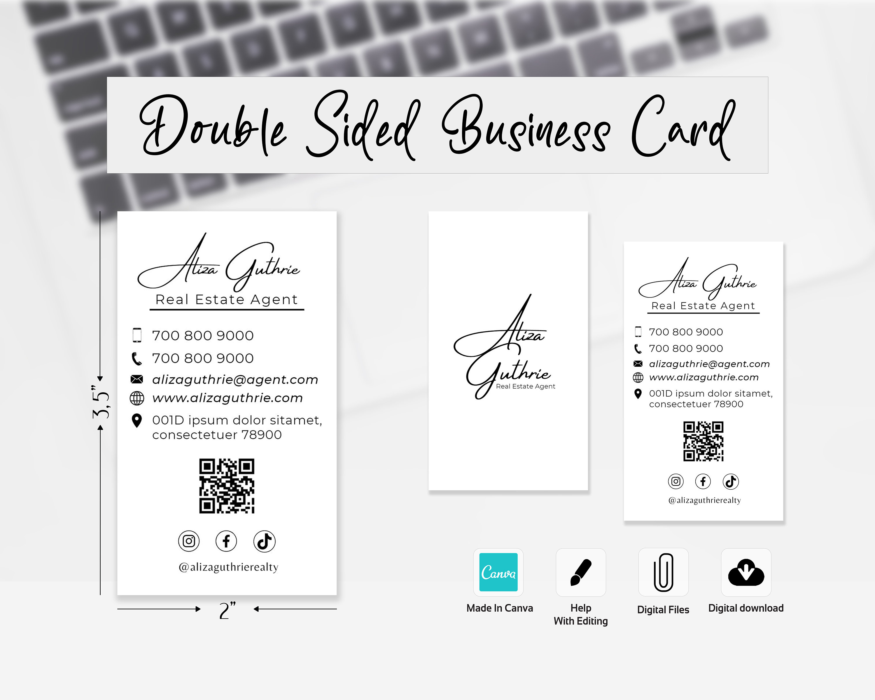 Printable Business Card L Real Estate Business Card Template L Digital