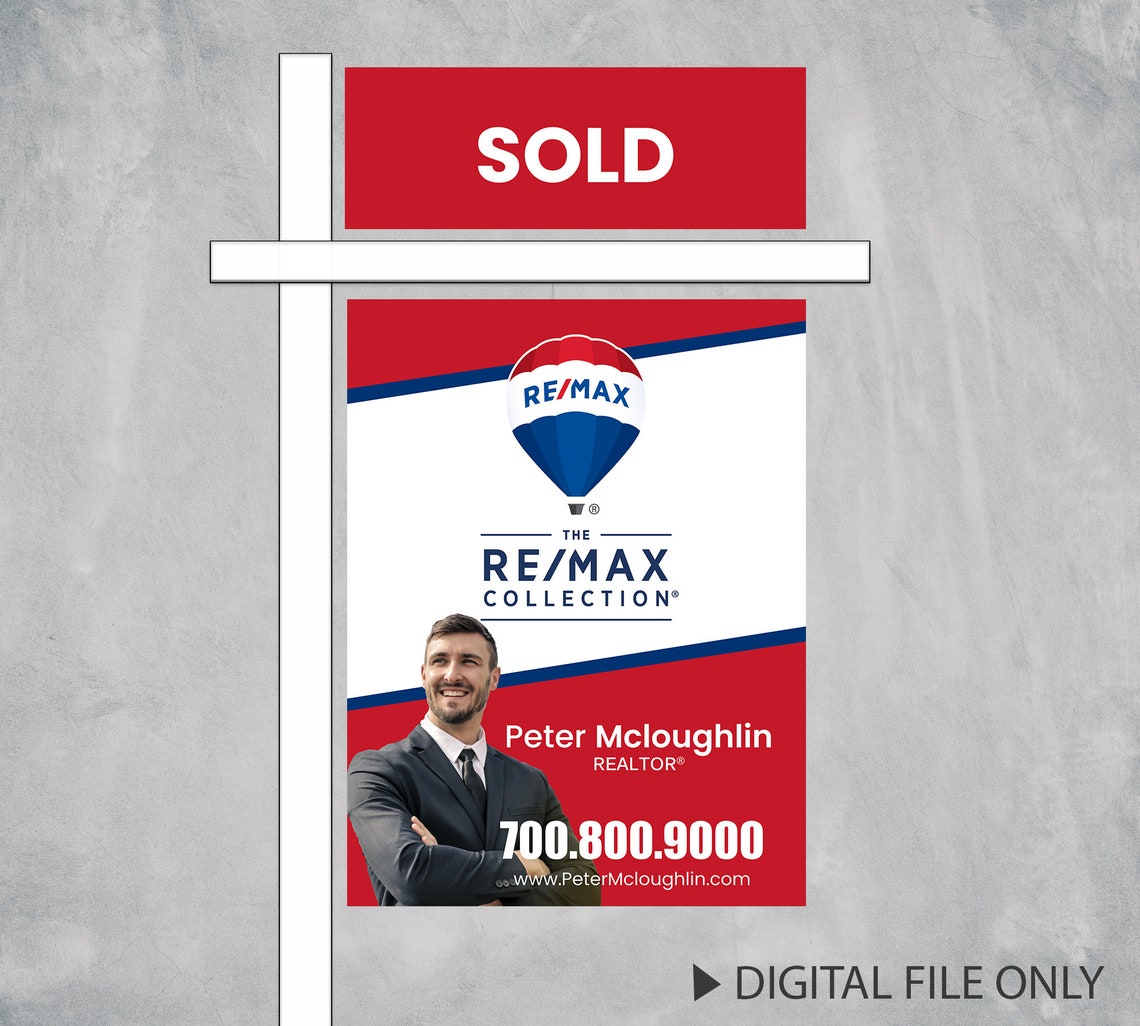 Re/Max Yard Sign Design With 4 Riders For Sale For Lease Etsy