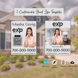 Modern Real Estate Yard Sign Template: EXP Realty, Editable Canva Design (Digital Download)