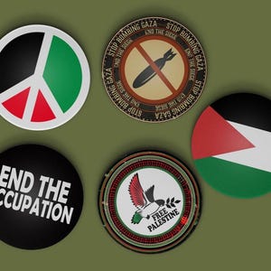 Free Palestine Pin or Magnet – Palestine Button, Peace Badge, Activist Gift, Human Rights Badge, Stop Bombing Gaza