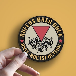 Queers bash back - antirassistische Aktion, Antifa, Antifaschistische Aufkleber, langlebige, wetterbeständige Vinylaufkleber, antirassistisch, Queer Aufkleber