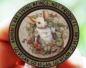 Vegan Antispeciest badges, Go Vegan buttons pins, Animals are living beings, not products pins, Vegan, Defend Animals, Animal Rights, ALF