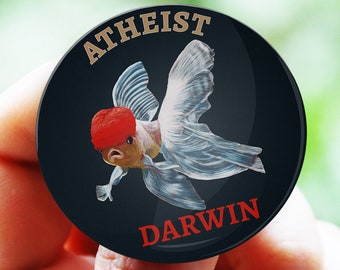 Atheist Darwin Buttons /No gods no masters/open minded/Atheist Badge/free thinker/punk/Science Pins & Pinback Buttons