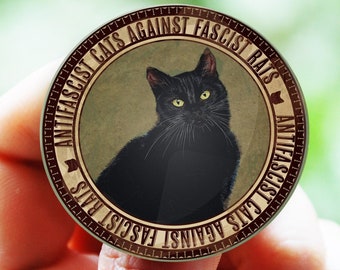 Antifas-Katzen-Button: Lustiger Polit-Pin