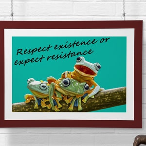 Respectez l'existence ou attendez-vous à de la résistance Impression, Activisme, Art original, Solidarité, Affiche, Libération animale, Végétalien, ALF, Changement climatique