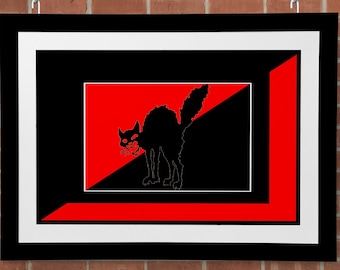 Anarchy Syndicalism Poster, Anarchist Industrial Workers of the World wall art, Anarchist print The black cat symbol iww, Sabotage black cat