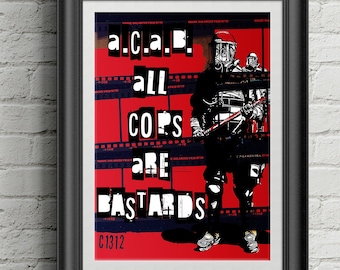 ACAB  All Cops Are Bastards Poster, 1312 Wall art, Stop Police Brutality Antifascist Wall Decor, Resist state repression No justice no peace