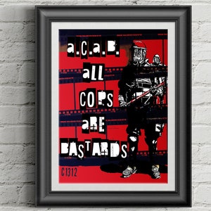 ACAB All Cops Are Bastards Poster, 1312 Wall art, Stop Police Brutality Antifascist Wall Decor, Resist state repression Sin justicia no hay paz