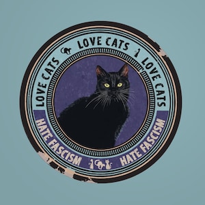 Pegatinas Antifa, Gatos de Amor, Odio el Fascismo, Pegatinas de vinilo de gatos antifascistas, Amigos de gatos antifascistas, Antirracista, Acción antifascista, 161