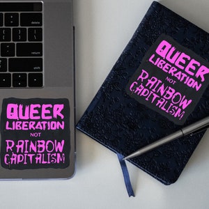 Queer Liberation Not Rainbow Capitalism stickers, Punk against capitalism, Globalize solidarity not capitalism, Abolish capitalism worldwide