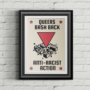 Queers bash back - antirassistische Aktion Prints/ Antifaschismus Poster/ LGBTQ/ Pinkes Dreieck/ Sozialismus/ Anarchist/ Linker/ Antifa/ Wand Kunst