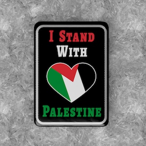 I Stand With Palestine Rectangular Badge, Free Palestine, Palestine flag badge, Gaza, Middle East politics badge, Stop war pin badge