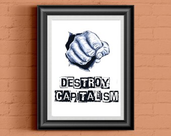 Impressão Destrua o Capitalismo: Arte de Parede Anarquia e Socialismo