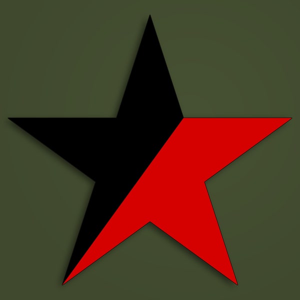 Red Star Vinyl Stickers, Working Class Black & Red Star sticker, Anarchy Syndicalism, Revolution, Anarchist , IWW, AntiFascist Red Star