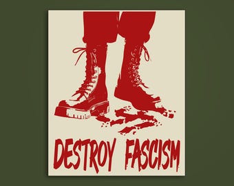 Destroy fascism sticker, Antifascist Action, Antifa, Antinazi, Against Racism, No platform for fascist, Always Antisocial Always Antifascist