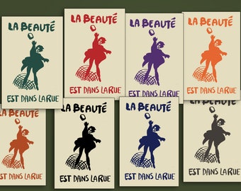 15 Pack La Beauté Est Dans La Rue Mini Stickers, Civic action, Revolution, Workers unite, Anarchy, Activism Politics, Revolt, General strike