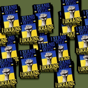 20 pack I Stand met Oekraïne ministickers, Oekraïne vlag, Oekraïne solidariteit, gratis Oekraïne, stop oorlog in Oekraïne, vrede in Oekraïne, anti-Z