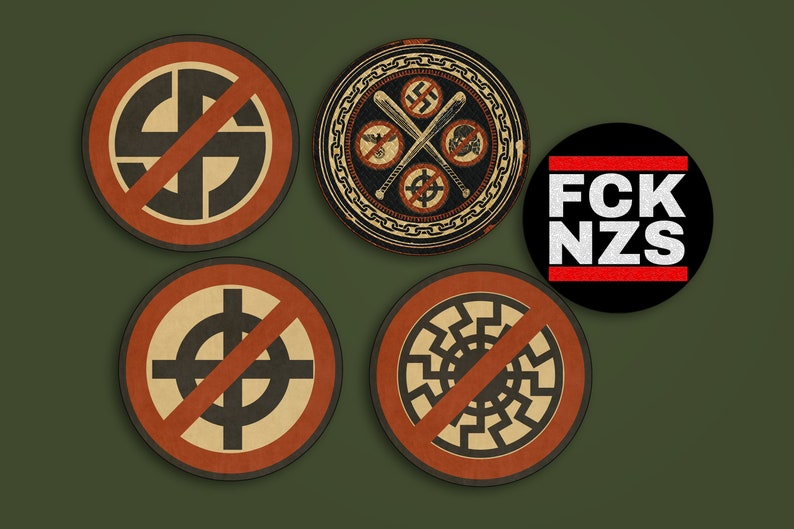 Pack 10 Stickers Anti-nazi , Antifascist, Smash nazism, Fight fascism, Hate nazis, Antifa, Anarchy against nazis, Antifa radical, No Pasaran image 2