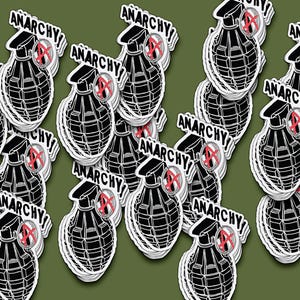 15 minivinylstickers anarchy, sticker anarchist, anarchy is the new black, anarcho-punk, activisten, punk, sticker anarchisme