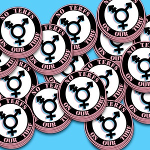 15er-Pack No Terfs On Our Turf Mini-Aufkleber, langlebig, LGBT Transgender Pride Trans, LGBTQ-Rechte, Queer-Vinyl-Aufkleber, Transgender zum Aufbügeln