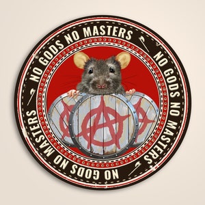 Nessun adesivo dei maestri, Anarchia, Adesivi rotondi durevoli e resistenti alle intemperie, Punk Rock, Anarchico, Ateo, Contro la religione, Anarco-ateo
