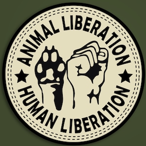 Pegatina de liberación humana de liberación animal, pegatina de liberación animal vegana, acción directa de liberación animal, hasta que cada jaula esté vacía, ALF