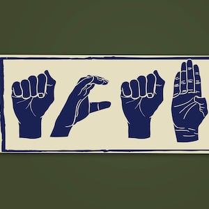 ACAB hand signs vinyl sticker with minimalist protest design on olive green background.