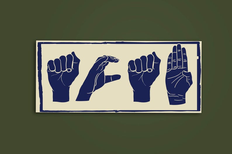 ACAB hand signs vinyl sticker with minimalist protest design on olive green background.