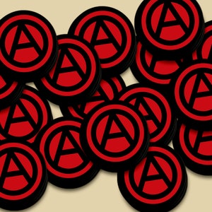 Confezione da 15 mini adesivi anarchici, simbolo A cerchiato, anarchico, simbolo dell'anarchia, anarchia e pace, anarco-punk, attivista, punk, anarchismo