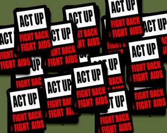 15 Pack Act Up for life ,Fight Back Fight Aids Mini Stickers, silence = death, AIDS ART, ACTIVISM, Queer sticker, Lgbt, Gay, Aids Action Now