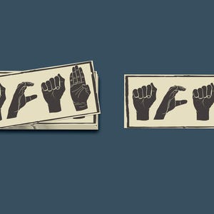 ACAB hand signs sticker on laptop – minimalist political art decal for creators.