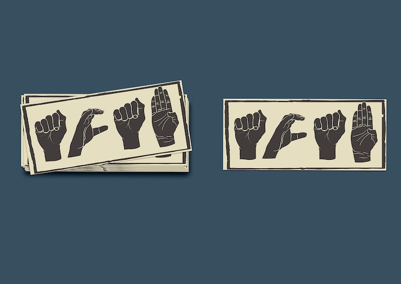 ACAB hand signs sticker on laptop – minimalist political art decal for creators.