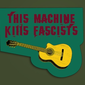 Deze machine doodt fascisten Stickers, Antifa, Antifascist, Anti-Nazi gitaar, Laptop vinyl stickers, , Antiracist, Antifascisten, Geen nazi's