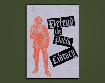 Defend the public library sticker, Support your local library ,Free information is punk, What’s more punk than a Public library, Book Lovers