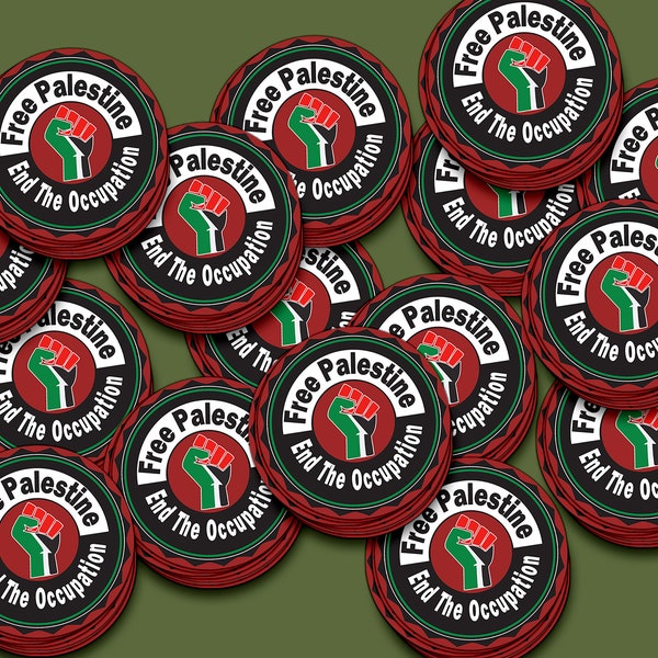 15er-Pack Free Palestine Mini-Vinyl-Aufkleber, Ende der Okkupation Aufkleber, Free Palestine, I stand with Palestine, Solidarity with Palestine